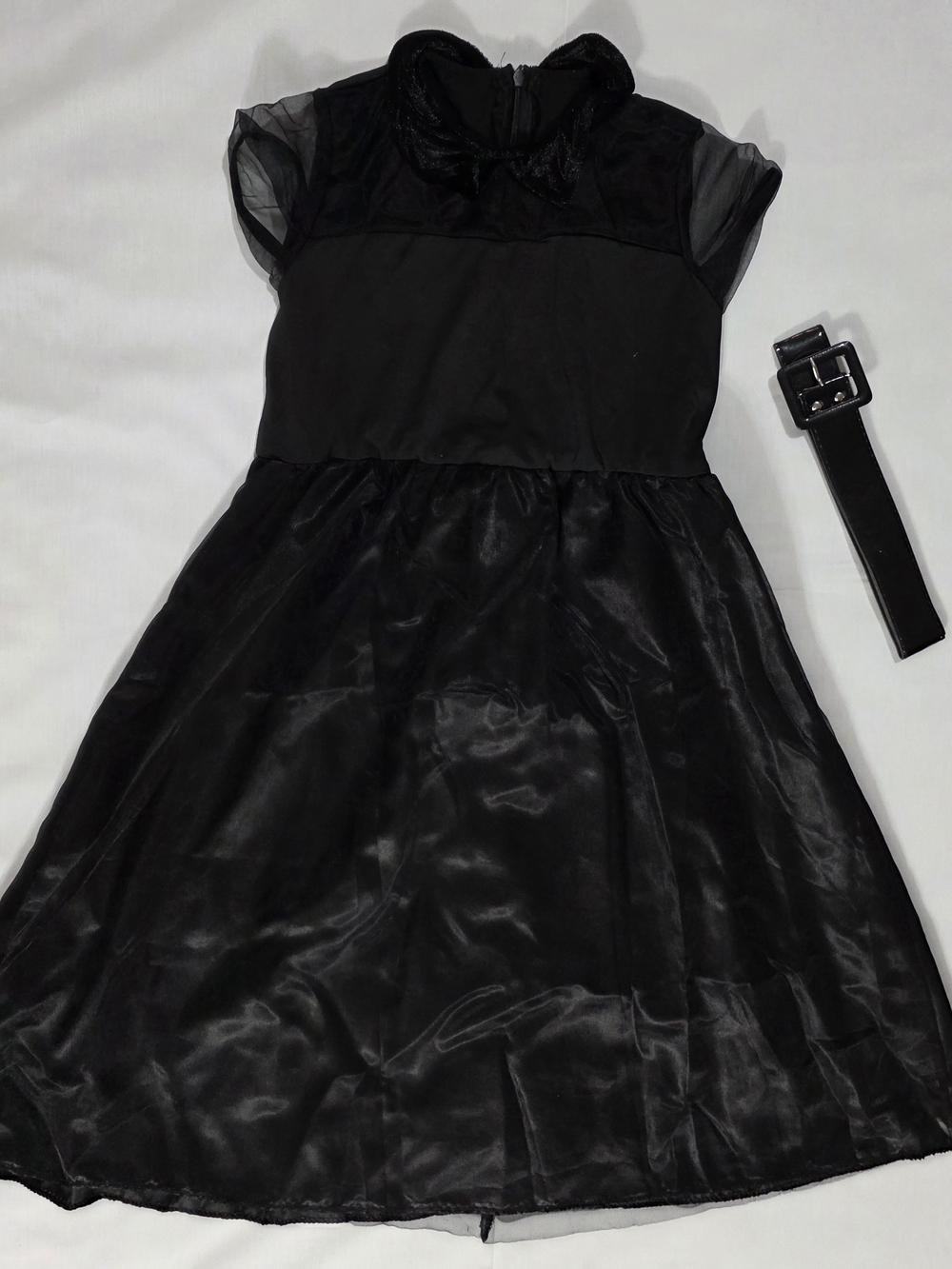 Girls' Black Party Dress with Short Sleeves